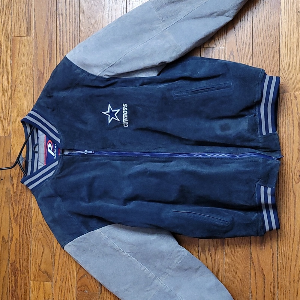 LIKE NEW VINTAGE DALLAS COWBOYS PRO PLAYER LEATHER COAT. HEAVY-DUTY. XL